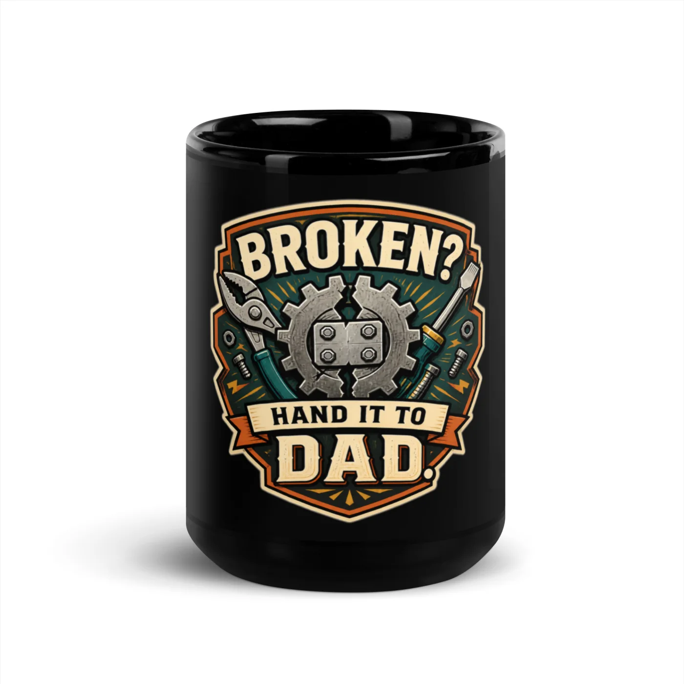 Black Coffee Mug, Broken? Hand It To Dad, Dad Gift