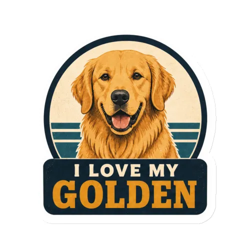 Die-Cut Magnet, I Love My Golden, Golden Retriever Gift - 6″×6″ - White