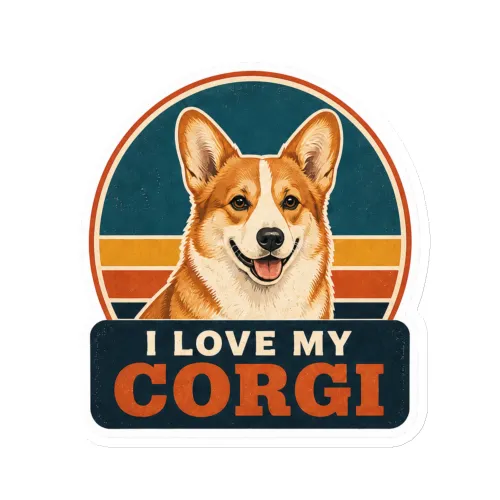 Die-Cut Magnet, I Love My Corgi, Corgi Gift - 6″×6″ - White