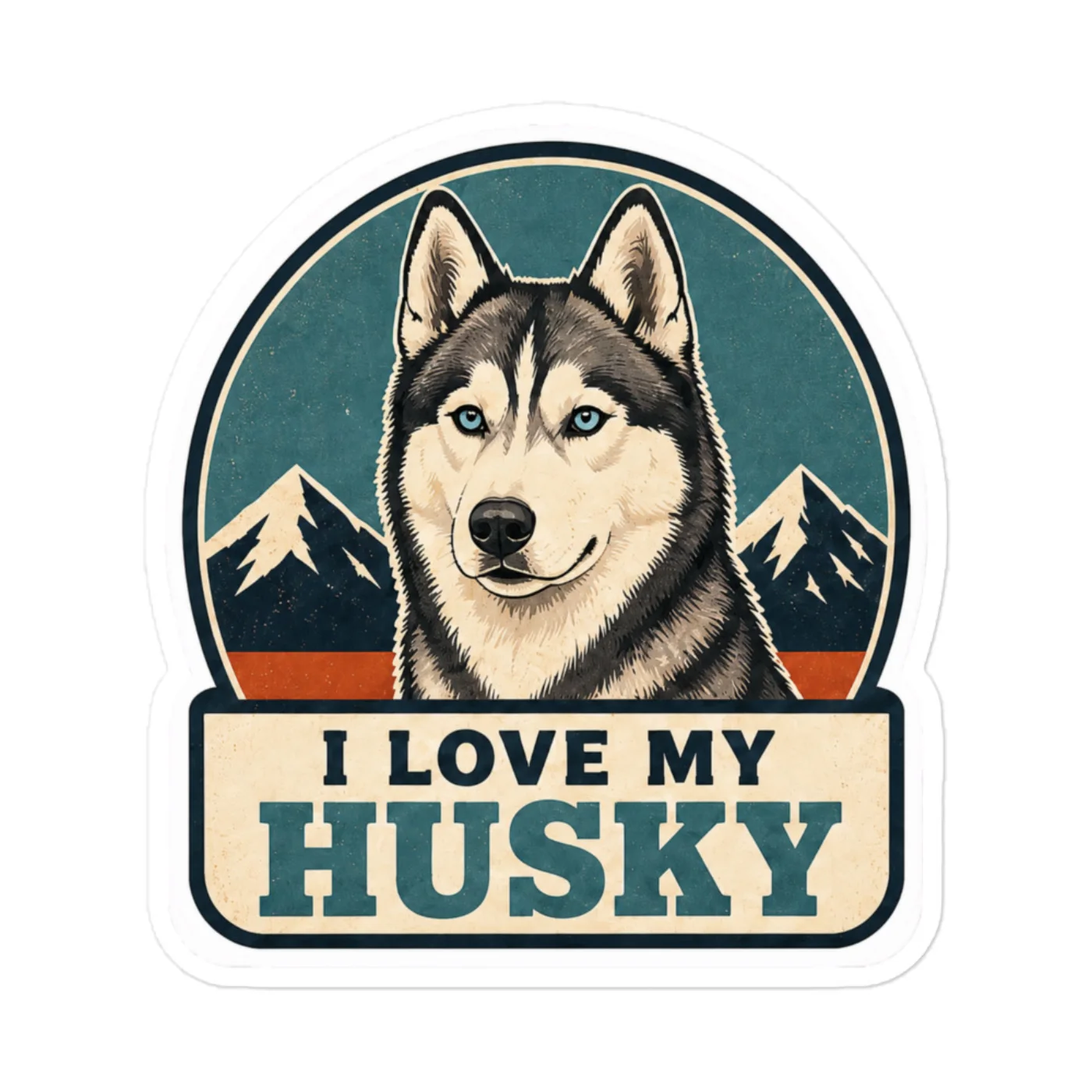 Siberian Husky Vinyl Sticker: I Love My Husky