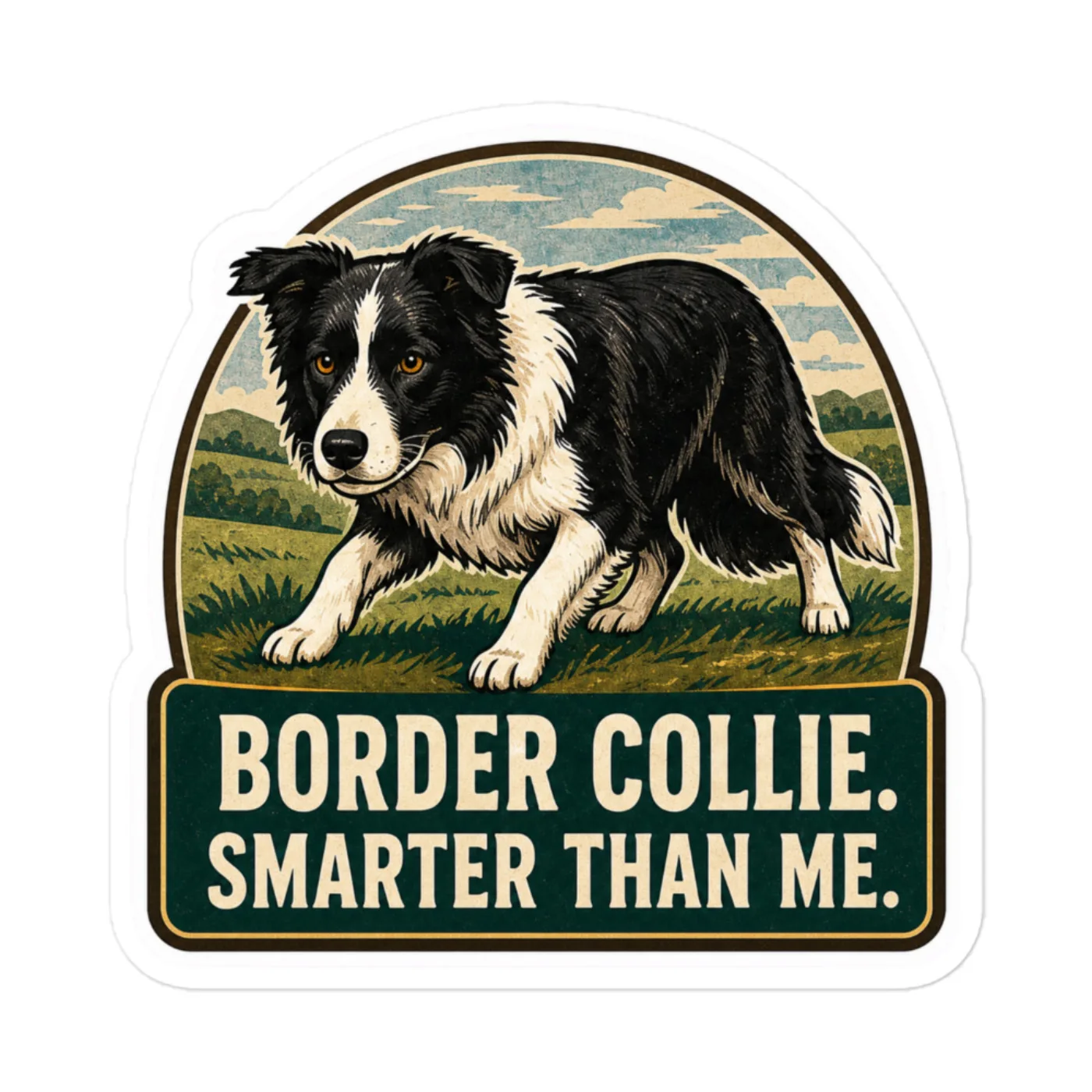 Border Collie Vinyl Sticker: Border Collie. Smarter Than Me.