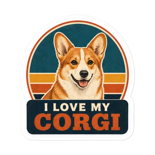 Corgi Vinyl Sticker: I Love My Corgi - 5.5″×5.5″ - White