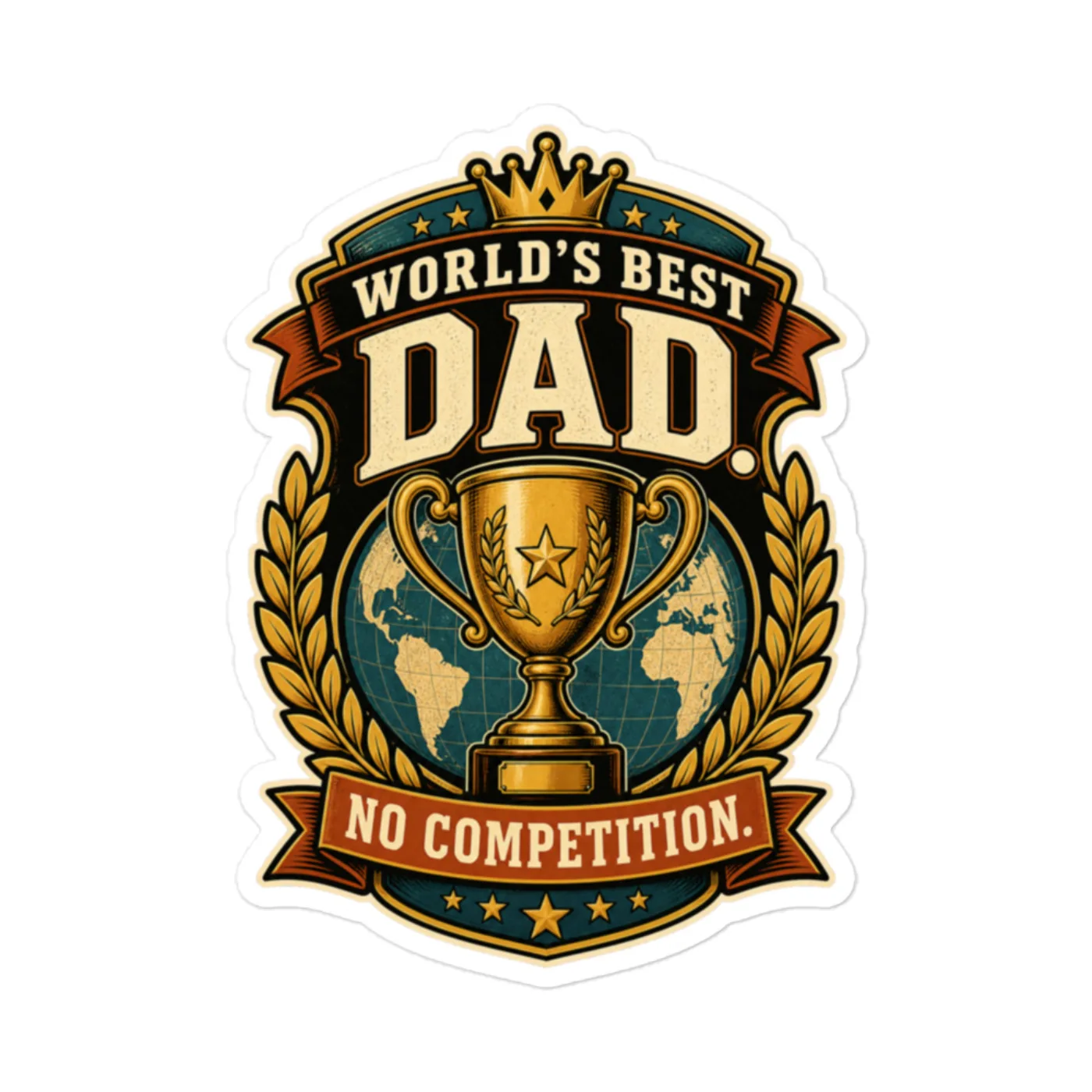 Vinyl Sticker, World's Best Dad. No Competition, Dad Gift