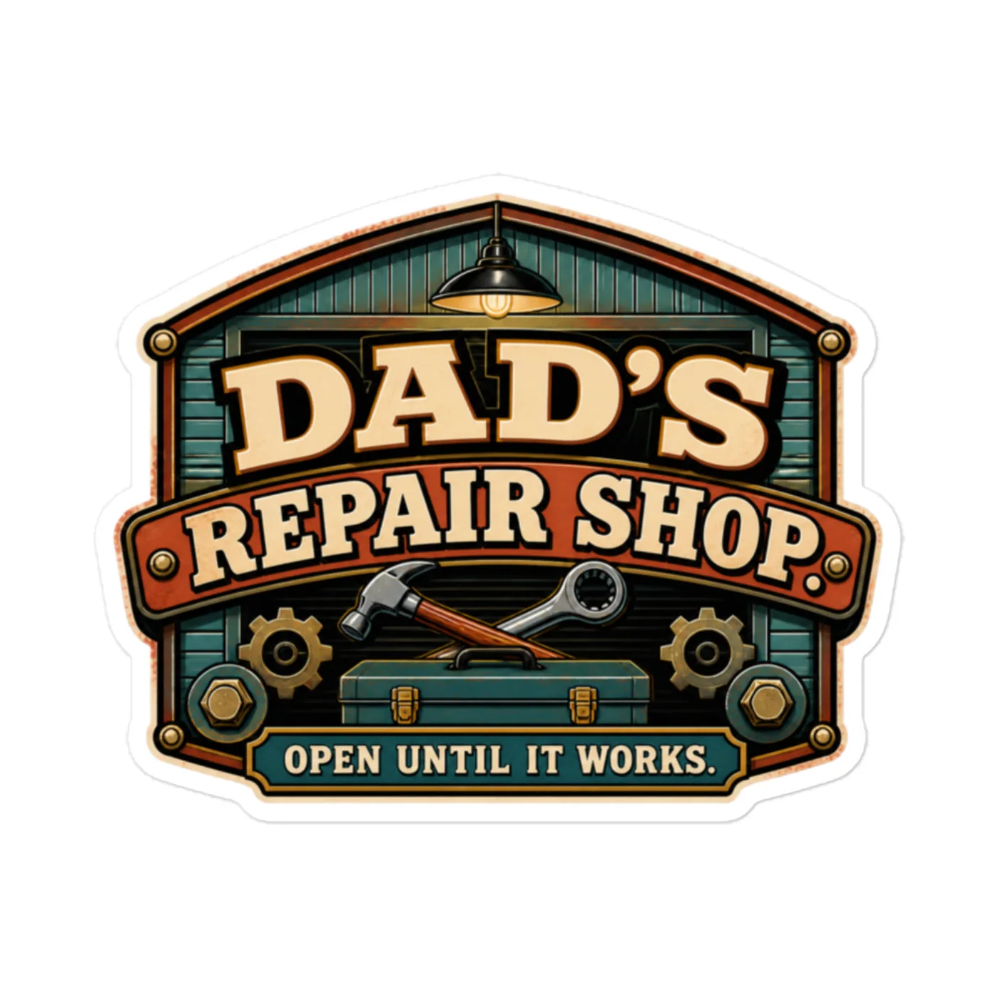Vinyl Sticker, Dad's Repair Shop. Open Until It Works, Dad Gift