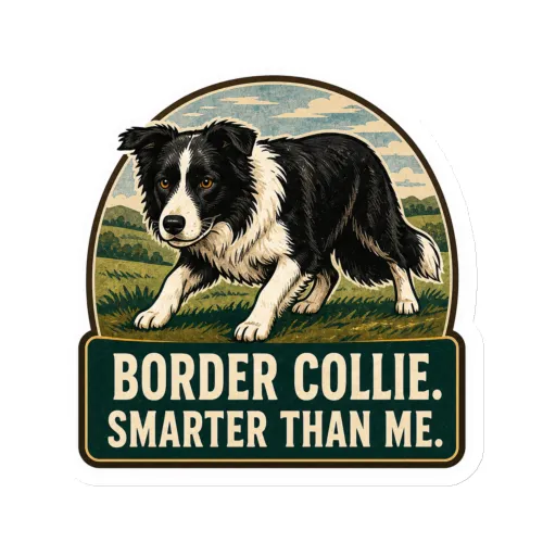 Die-Cut Magnet, Border Collie. Smarter Than Me, Border Collie Gift - 6″×6″ - White