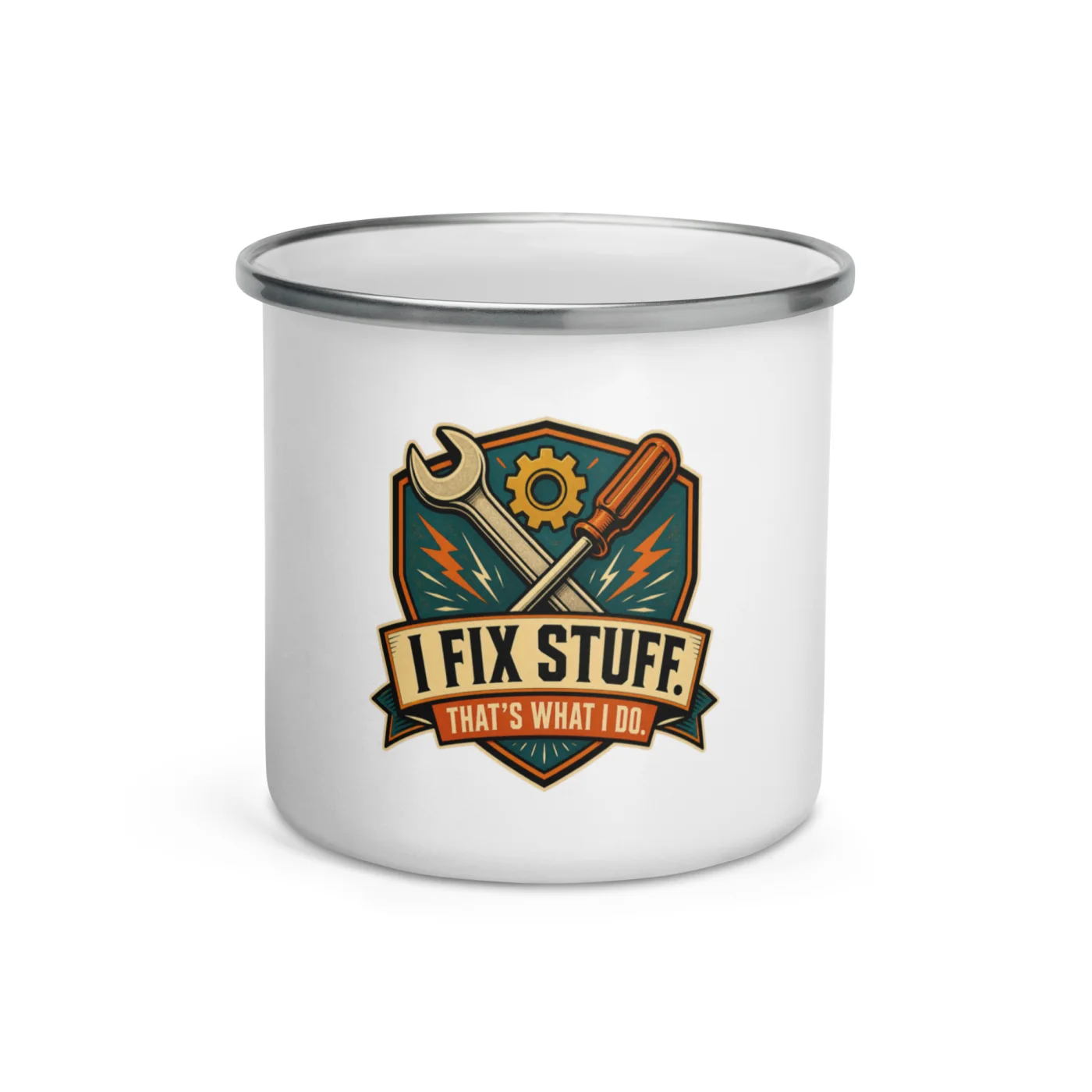 Enamel Camp Mug, I Fix Stuff. That's What I Do, Dad Gift