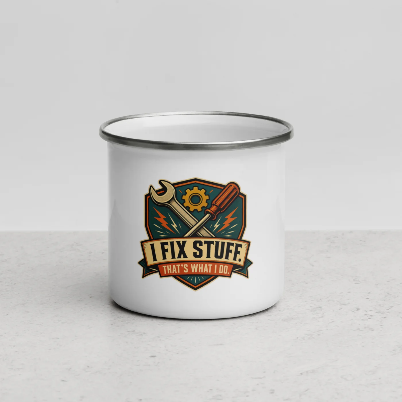 Enamel Camp Mug, I Fix Stuff. That's What I Do, Dad Gift