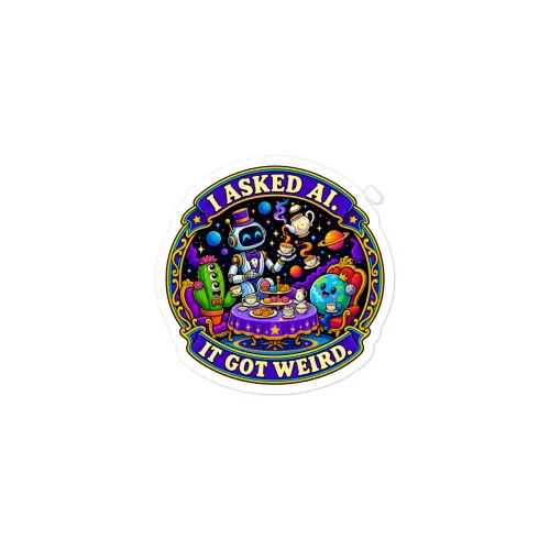 I Asked AI. It Got Weird. - Funny AI Vinyl Sticker, Design B - 3″×3″ - White