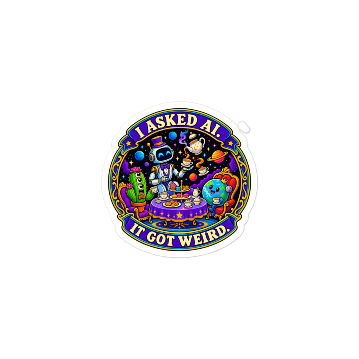 I Asked AI. It Got Weird. - Funny AI Vinyl Sticker, Design B