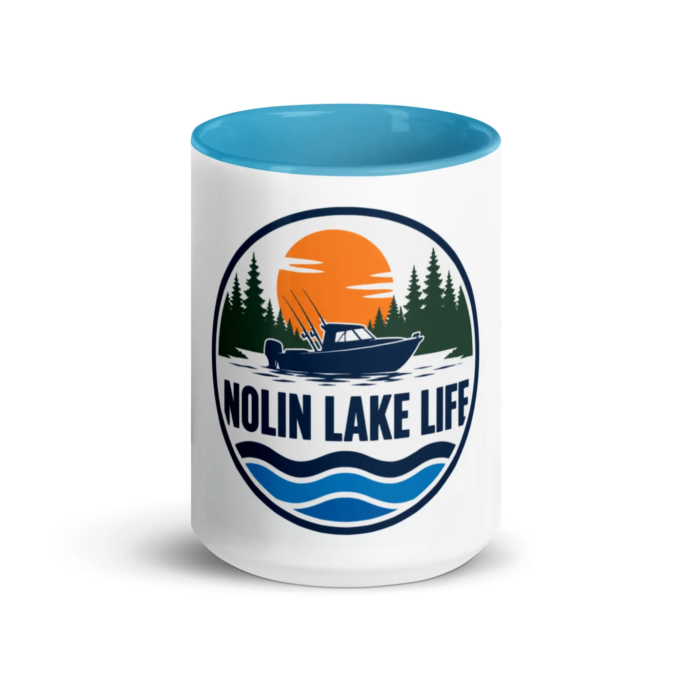 Color Inside Boat Mug, Nolin Lake Life, Bold Emblem
