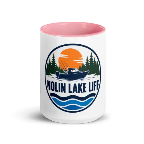 Color Inside Boat Mug, Nolin Lake Life, Bold Emblem - 15 oz - Pink