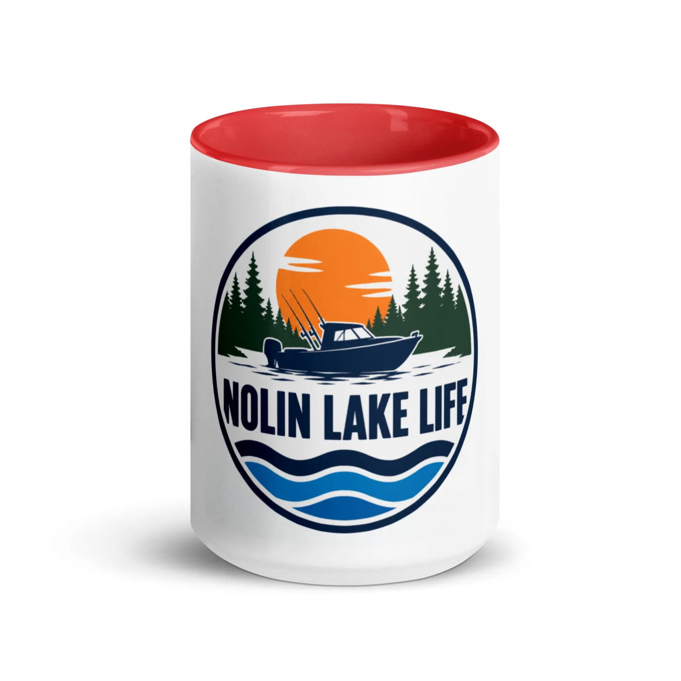 Color Inside Boat Mug, Nolin Lake Life, Bold Emblem