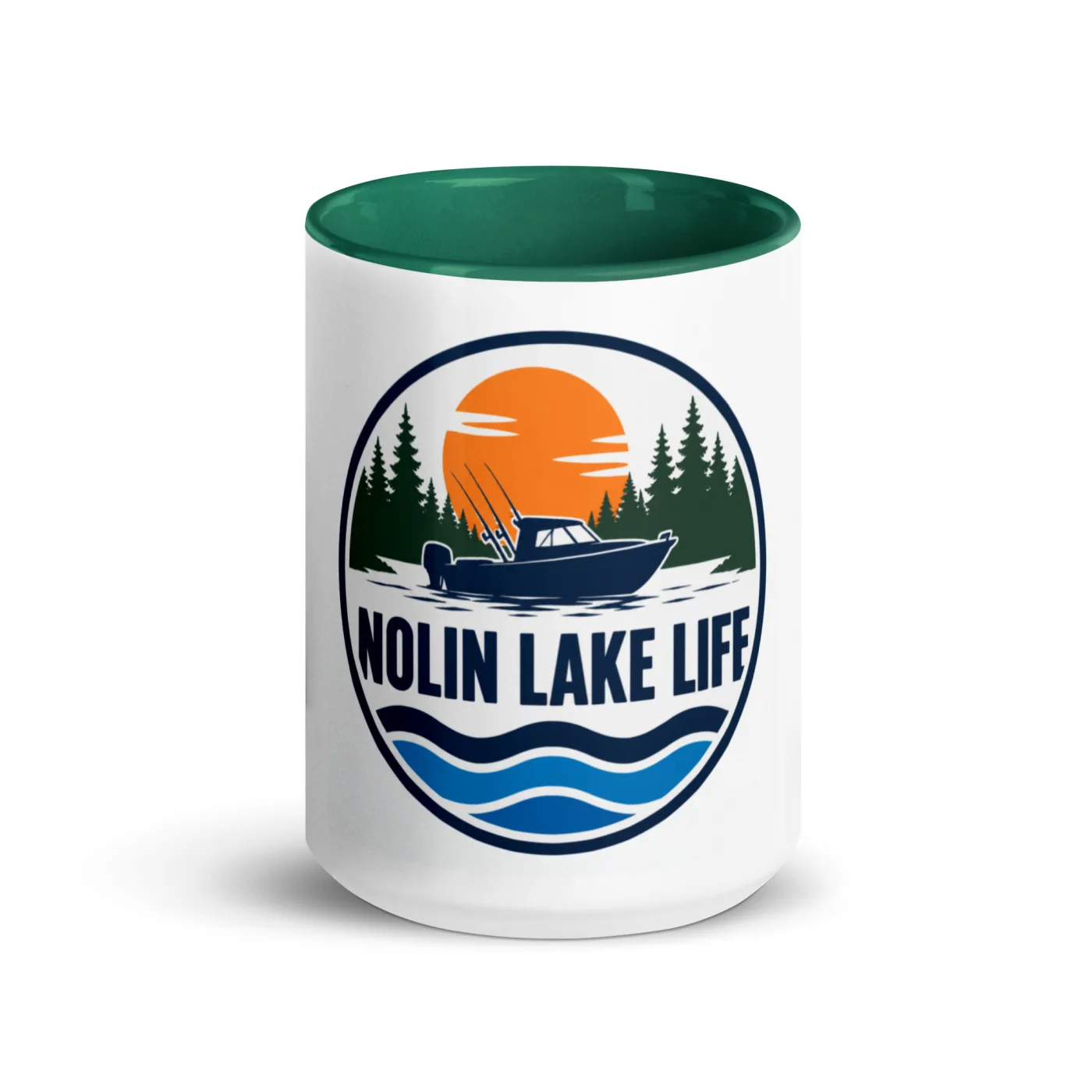 Color Inside Boat Mug, Nolin Lake Life, Bold Emblem