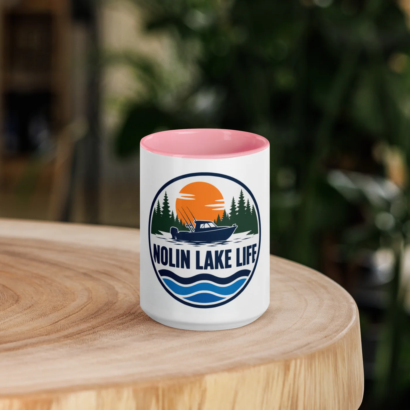 Color Inside Boat Mug, Nolin Lake Life, Bold Emblem