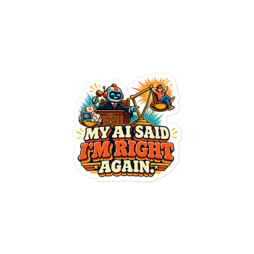My AI Said I'm Right Again. - Funny AI Vinyl Sticker, Design A - 3″×3″ - White