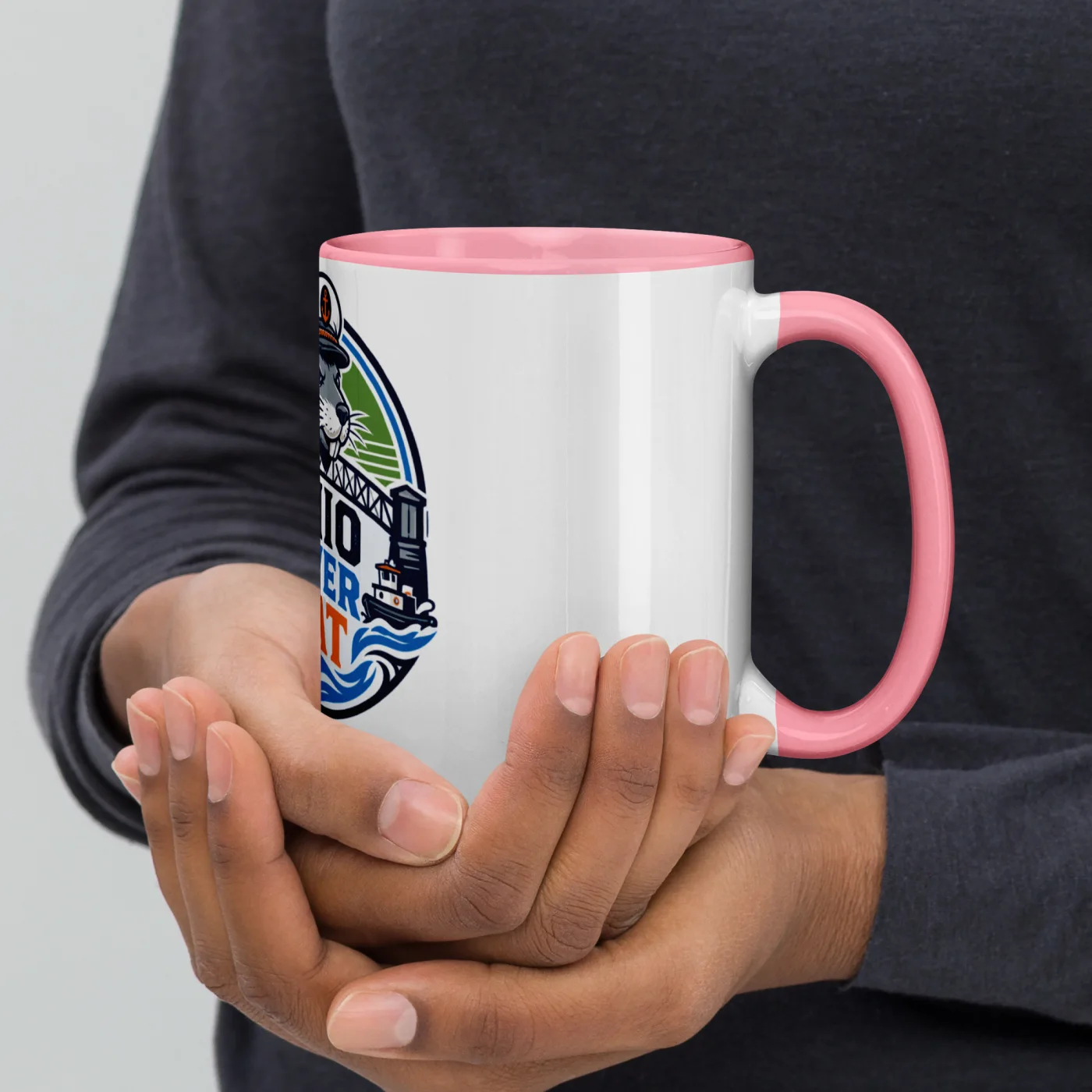 Color Inside Boat Mug, Ohio River Rat, Bold Emblem