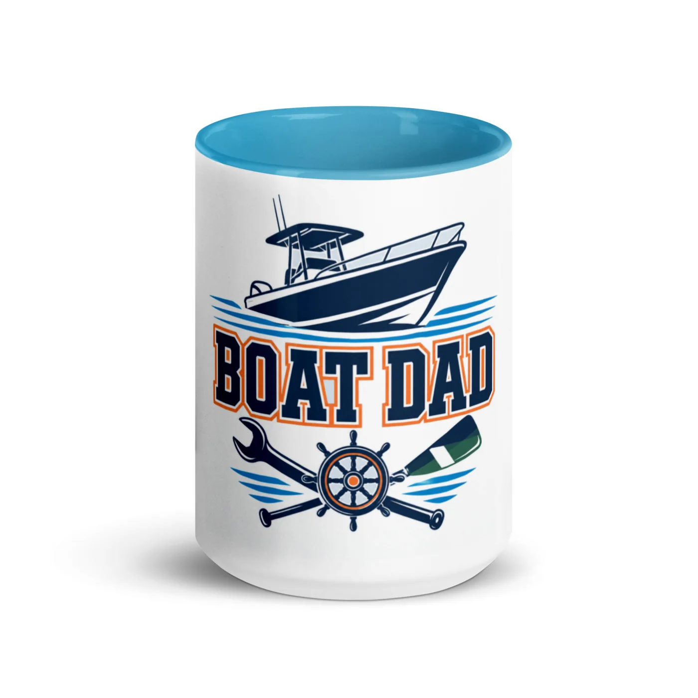 Color Inside Boat Mug, Boat Dad, Bold Emblem