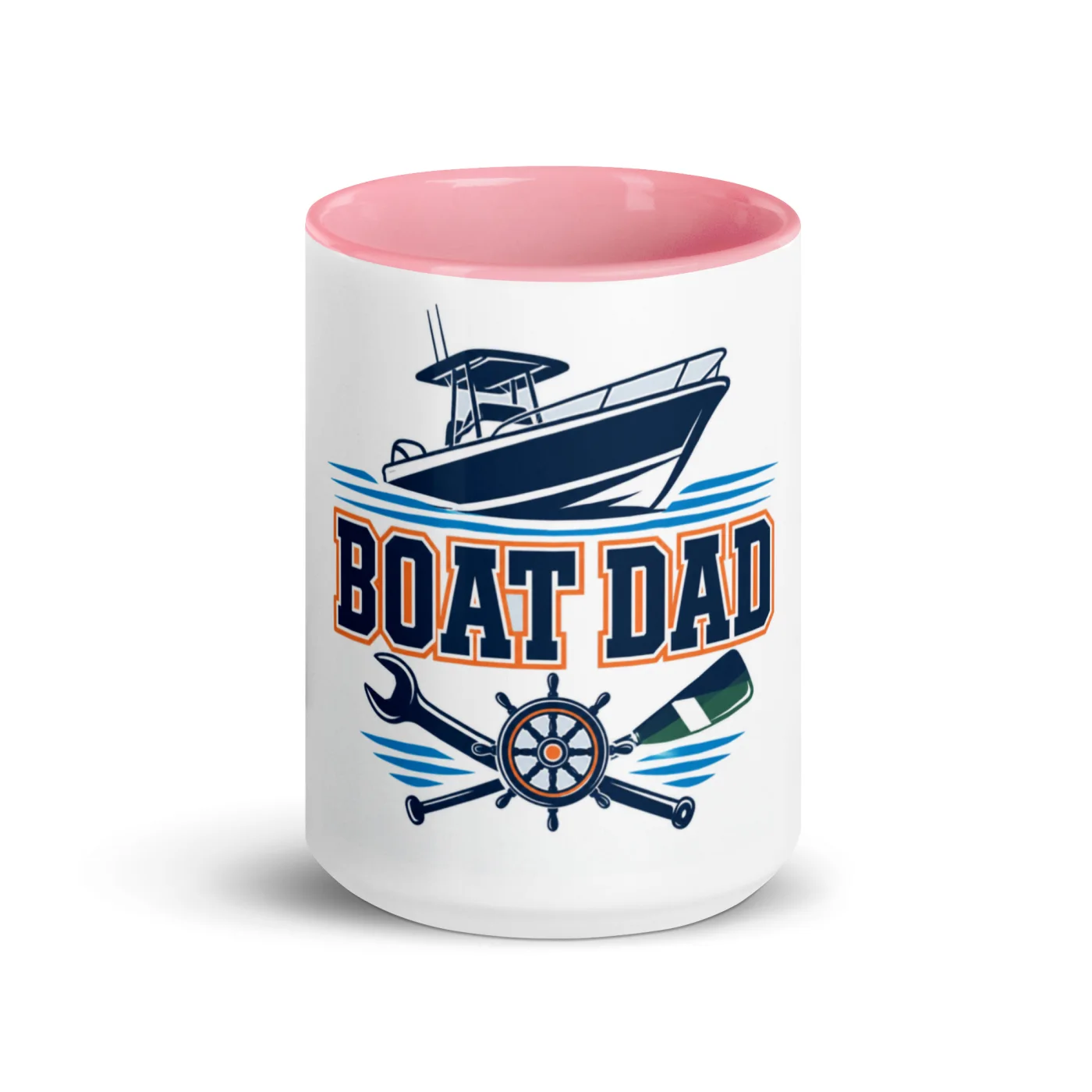 Color Inside Boat Mug, Boat Dad, Bold Emblem