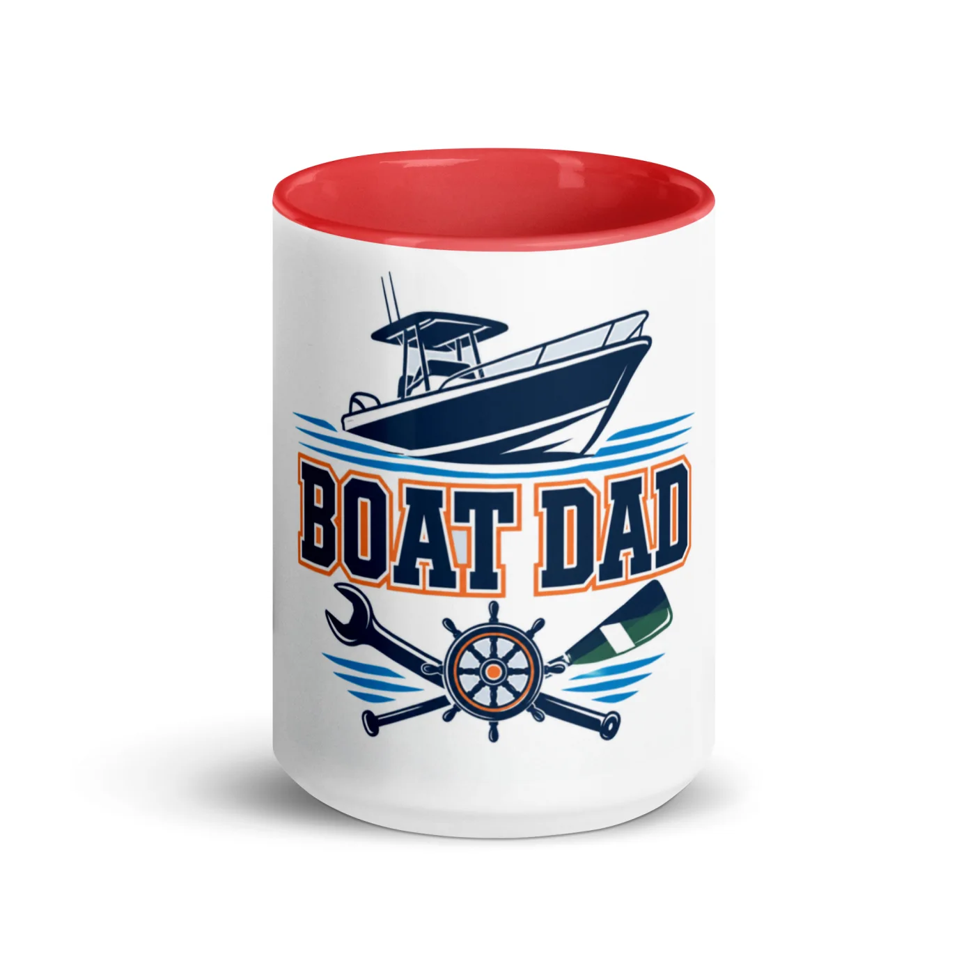 Color Inside Boat Mug, Boat Dad, Bold Emblem