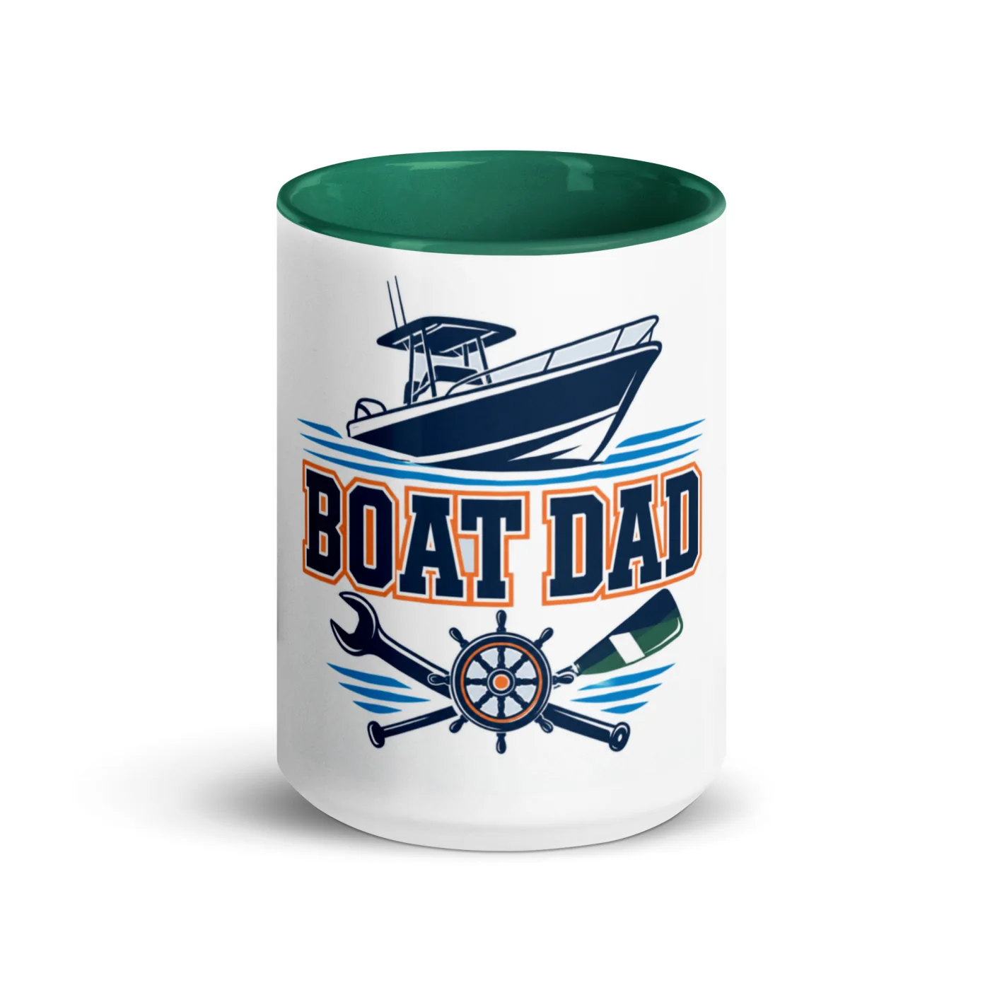 Color Inside Boat Mug, Boat Dad, Bold Emblem