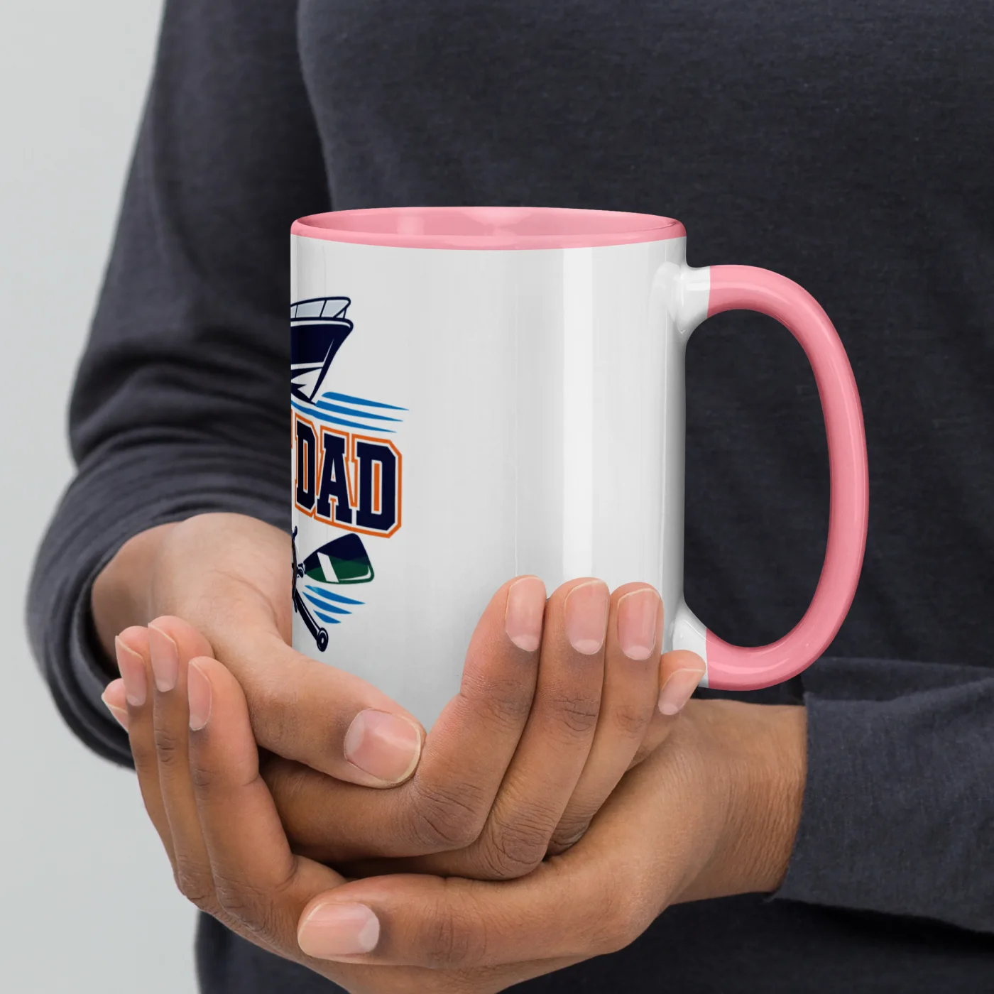 Color Inside Boat Mug, Boat Dad, Bold Emblem