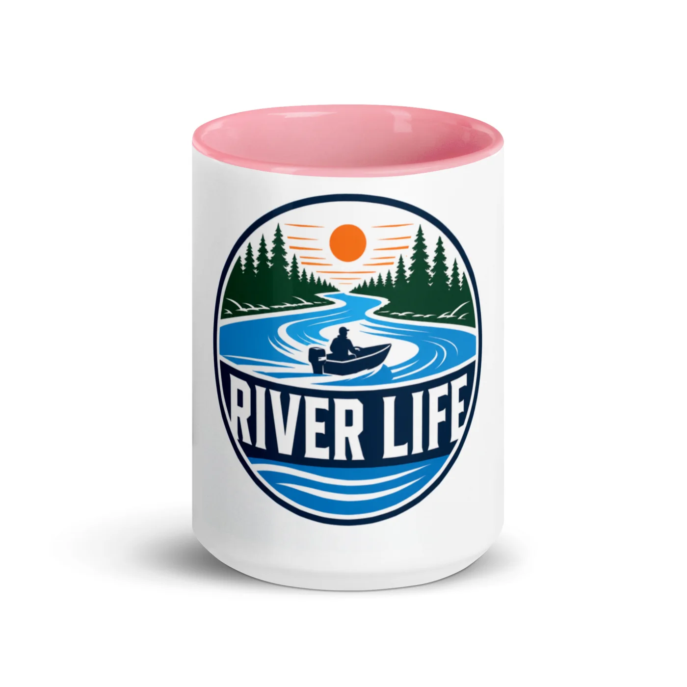 Color Inside Boat Mug, River Life, Bold Emblem