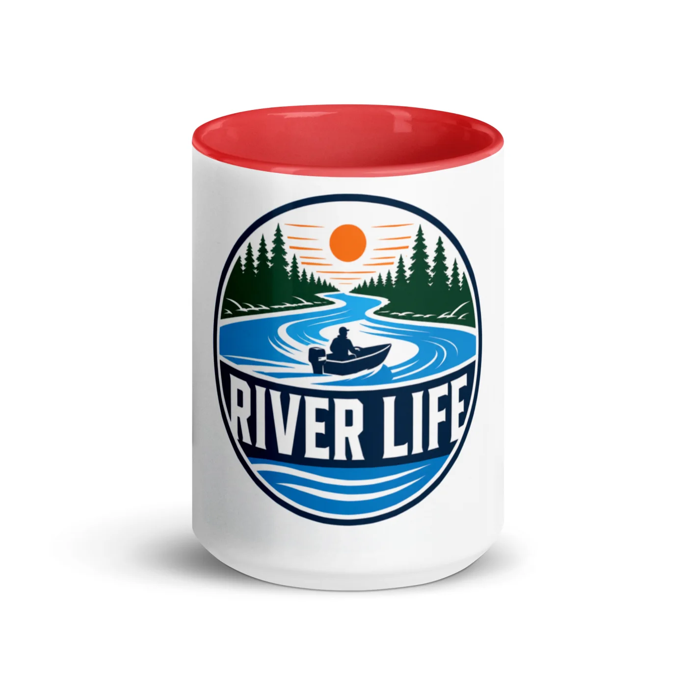 Color Inside Boat Mug, River Life, Bold Emblem