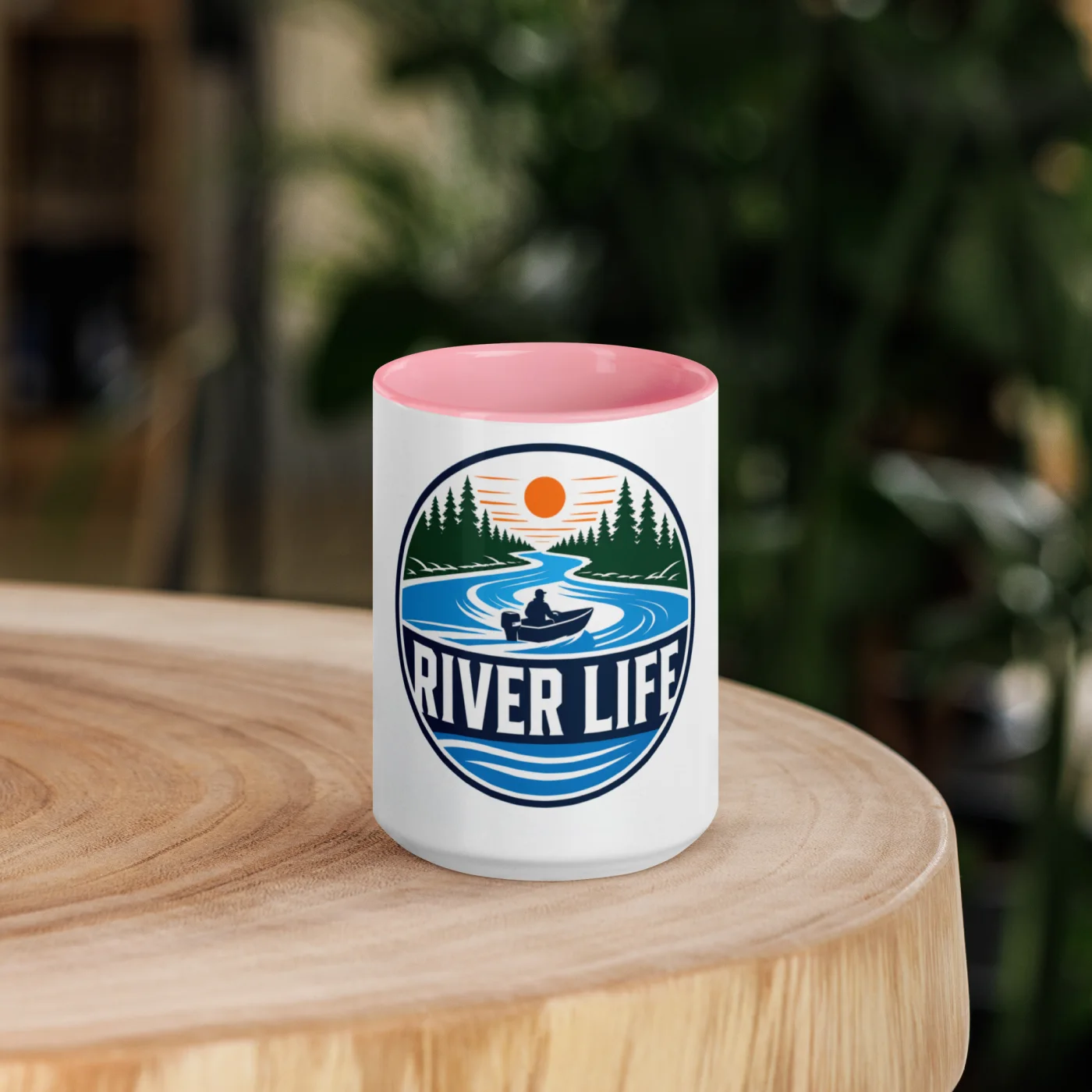 Color Inside Boat Mug, River Life, Bold Emblem