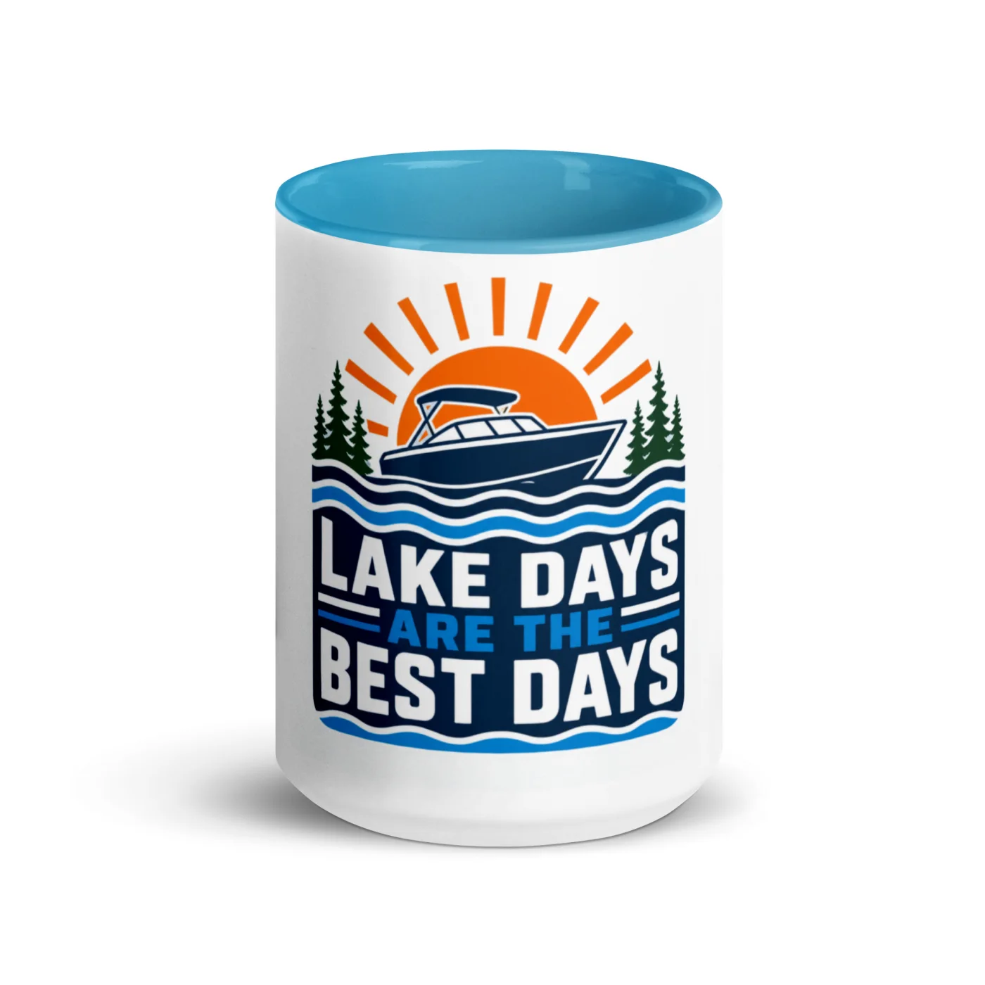 Color Inside Boat Mug, Lake Days Are the Best Days, Bold Emblem