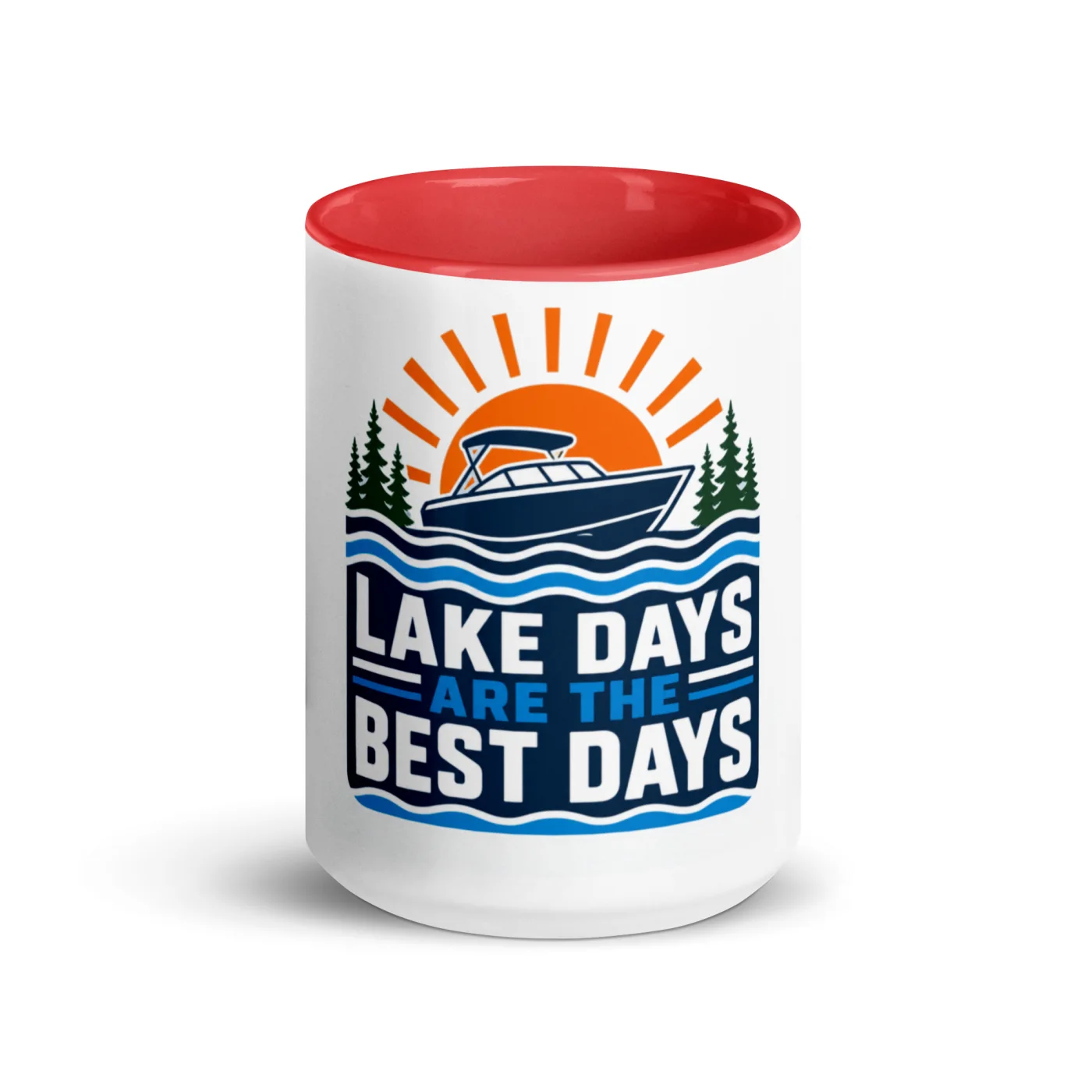 Color Inside Boat Mug, Lake Days Are the Best Days, Bold Emblem