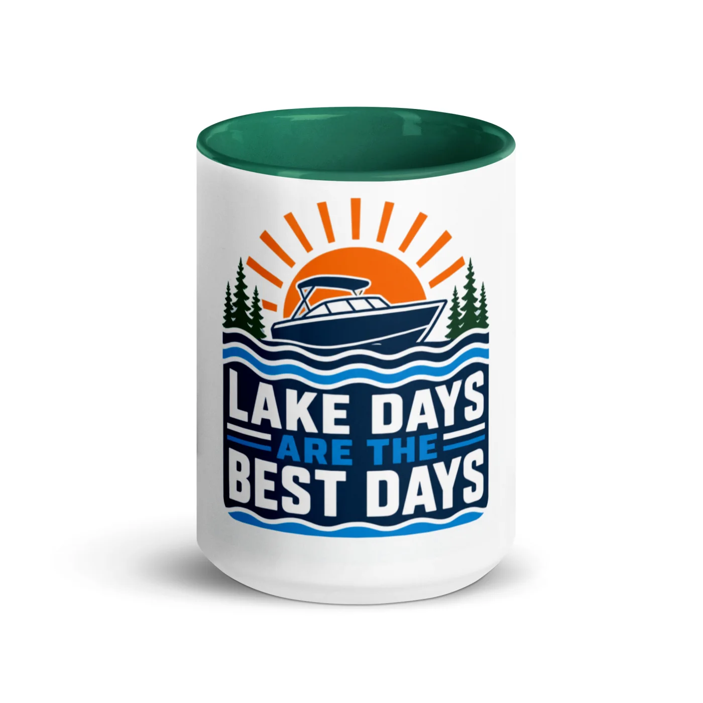 Color Inside Boat Mug, Lake Days Are the Best Days, Bold Emblem