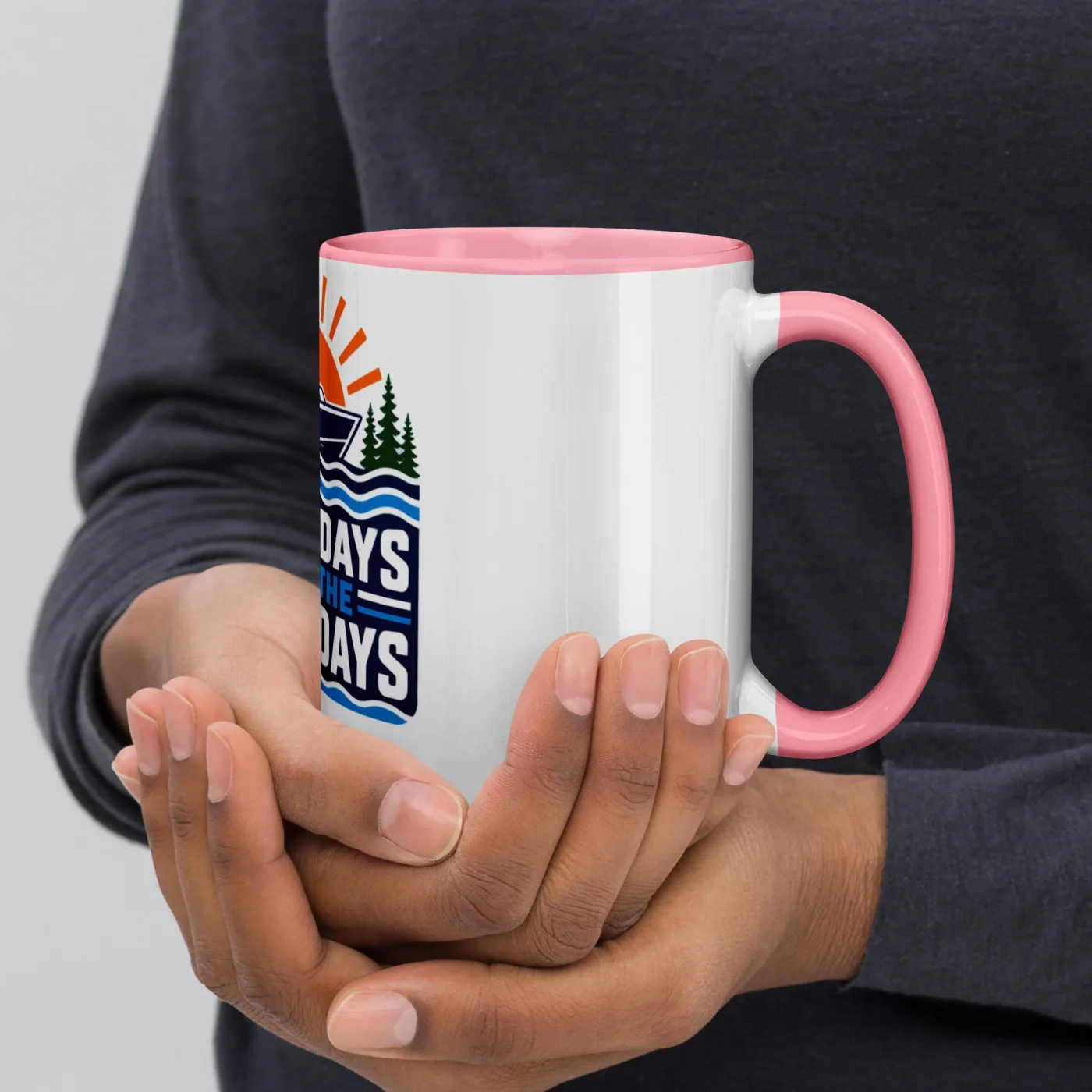 Color Inside Boat Mug, Lake Days Are the Best Days, Bold Emblem