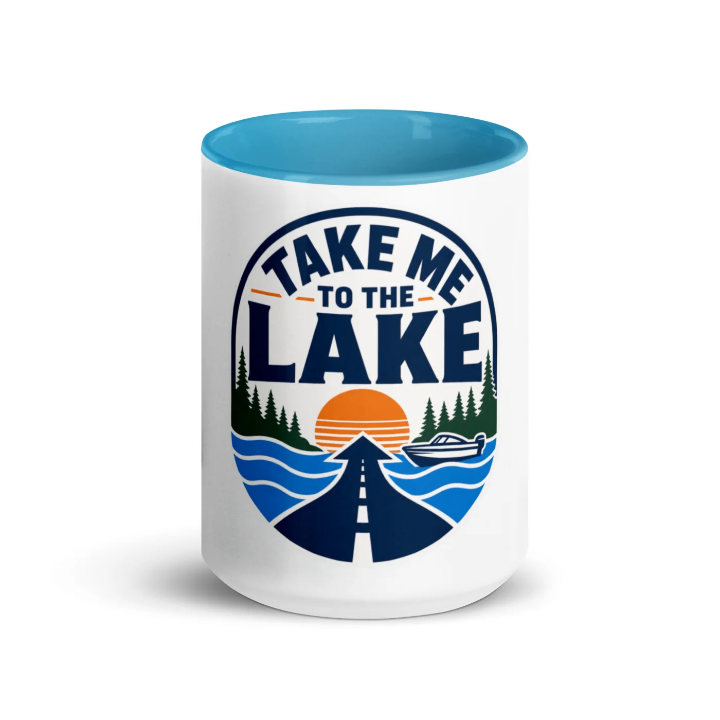Color Inside Boat Mug, Take Me to the Lake, Bold Emblem