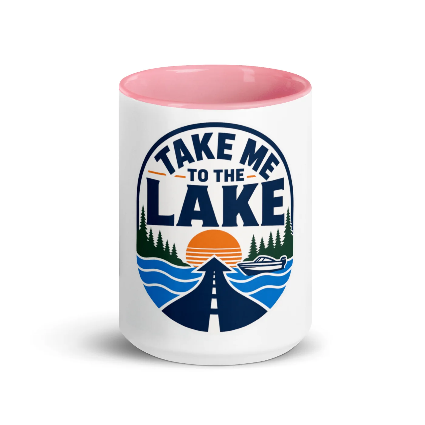 Color Inside Boat Mug, Take Me to the Lake, Bold Emblem