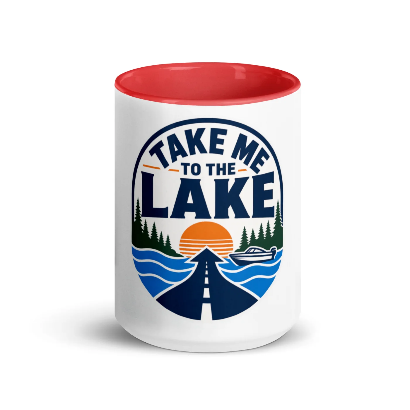 Color Inside Boat Mug, Take Me to the Lake, Bold Emblem