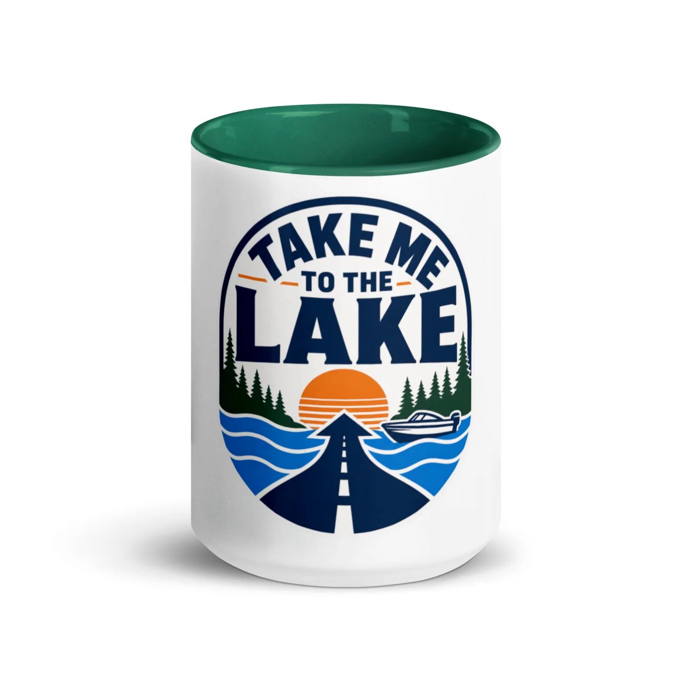 Color Inside Boat Mug, Take Me to the Lake, Bold Emblem