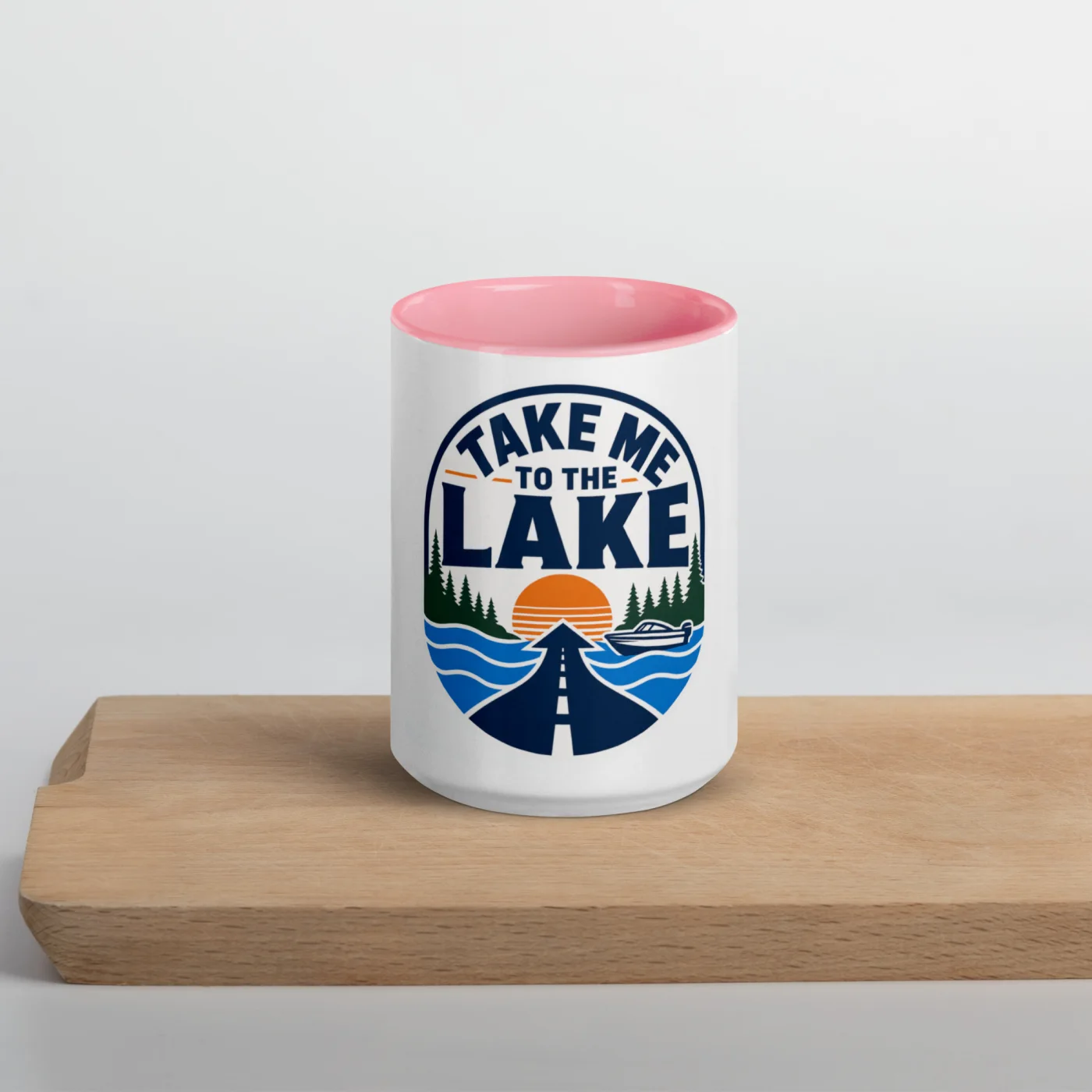 Color Inside Boat Mug, Take Me to the Lake, Bold Emblem