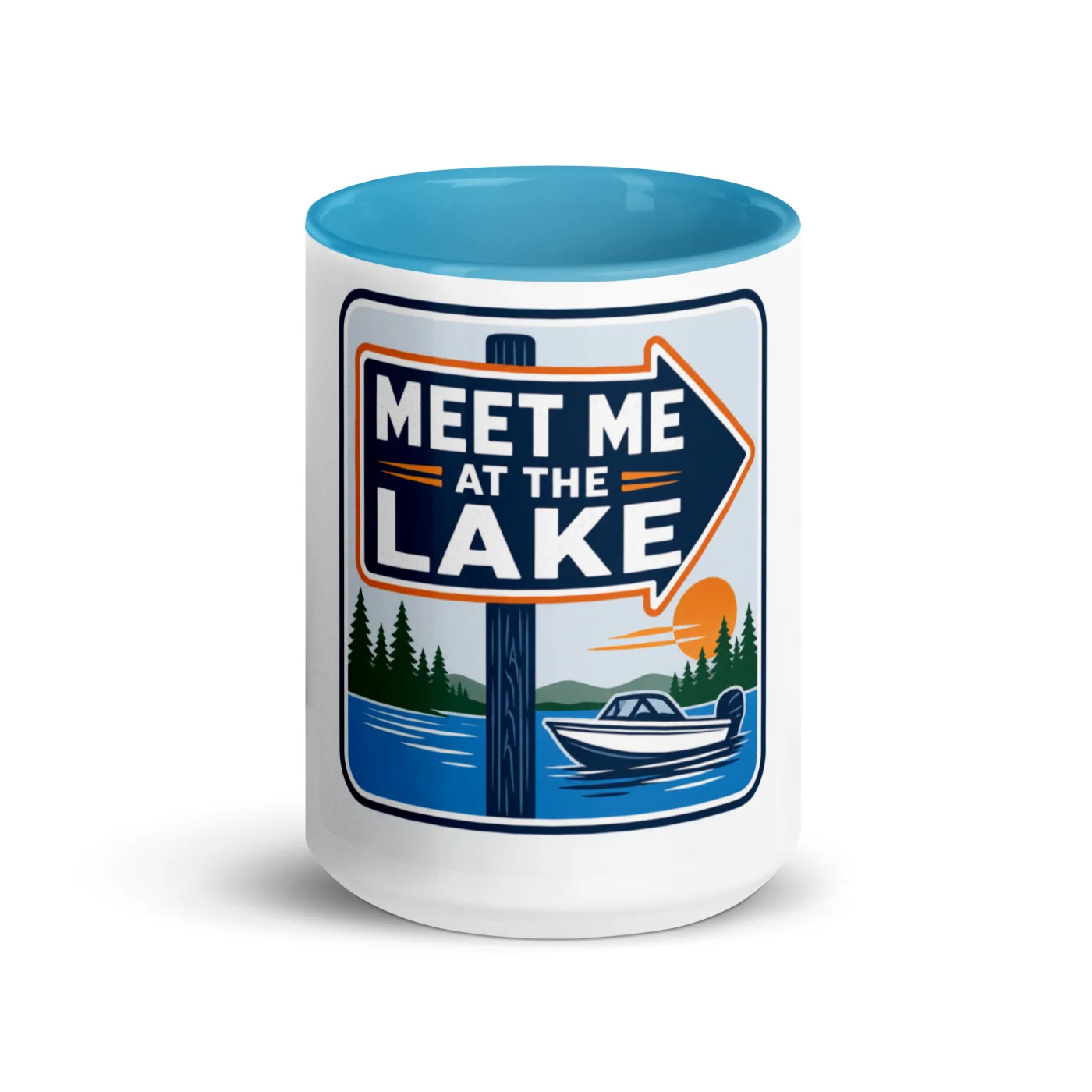 Color Inside Boat Mug, Meet Me at the Lake, Bold Emblem