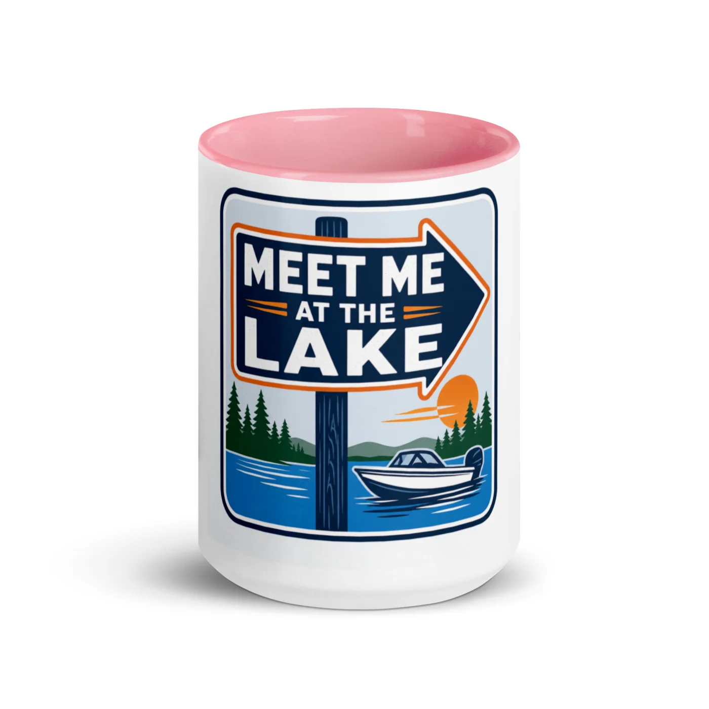 Color Inside Boat Mug, Meet Me at the Lake, Bold Emblem