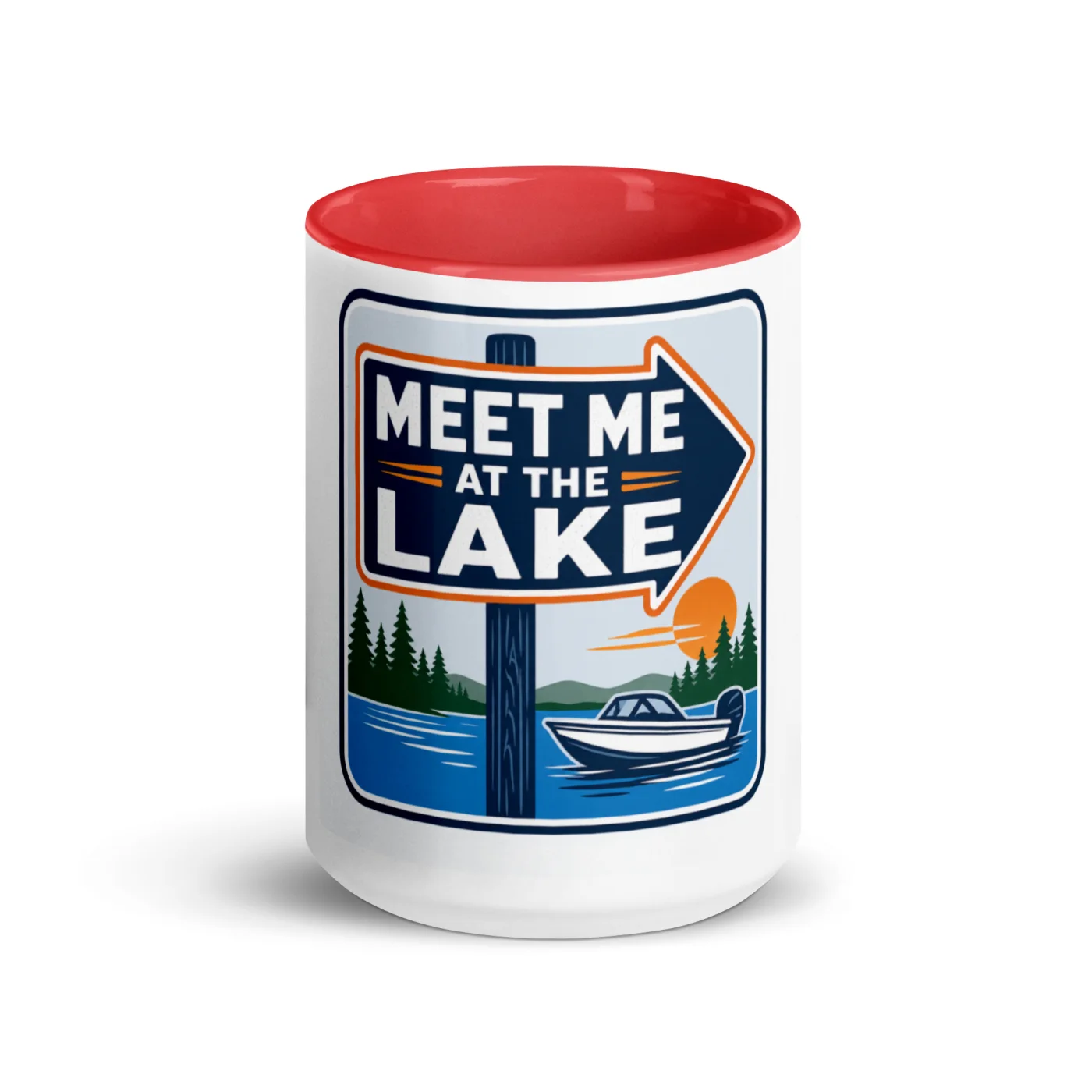 Color Inside Boat Mug, Meet Me at the Lake, Bold Emblem