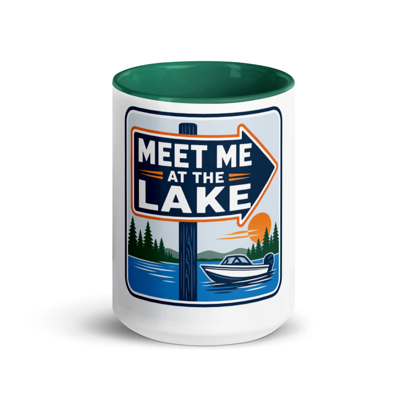 Color Inside Boat Mug, Meet Me at the Lake, Bold Emblem