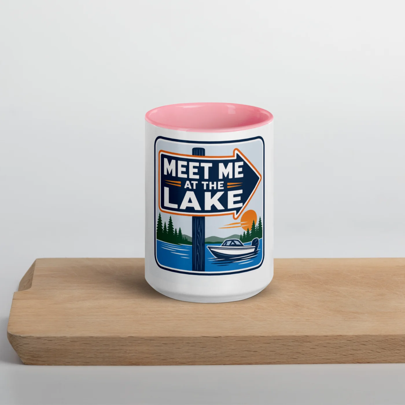 Color Inside Boat Mug, Meet Me at the Lake, Bold Emblem