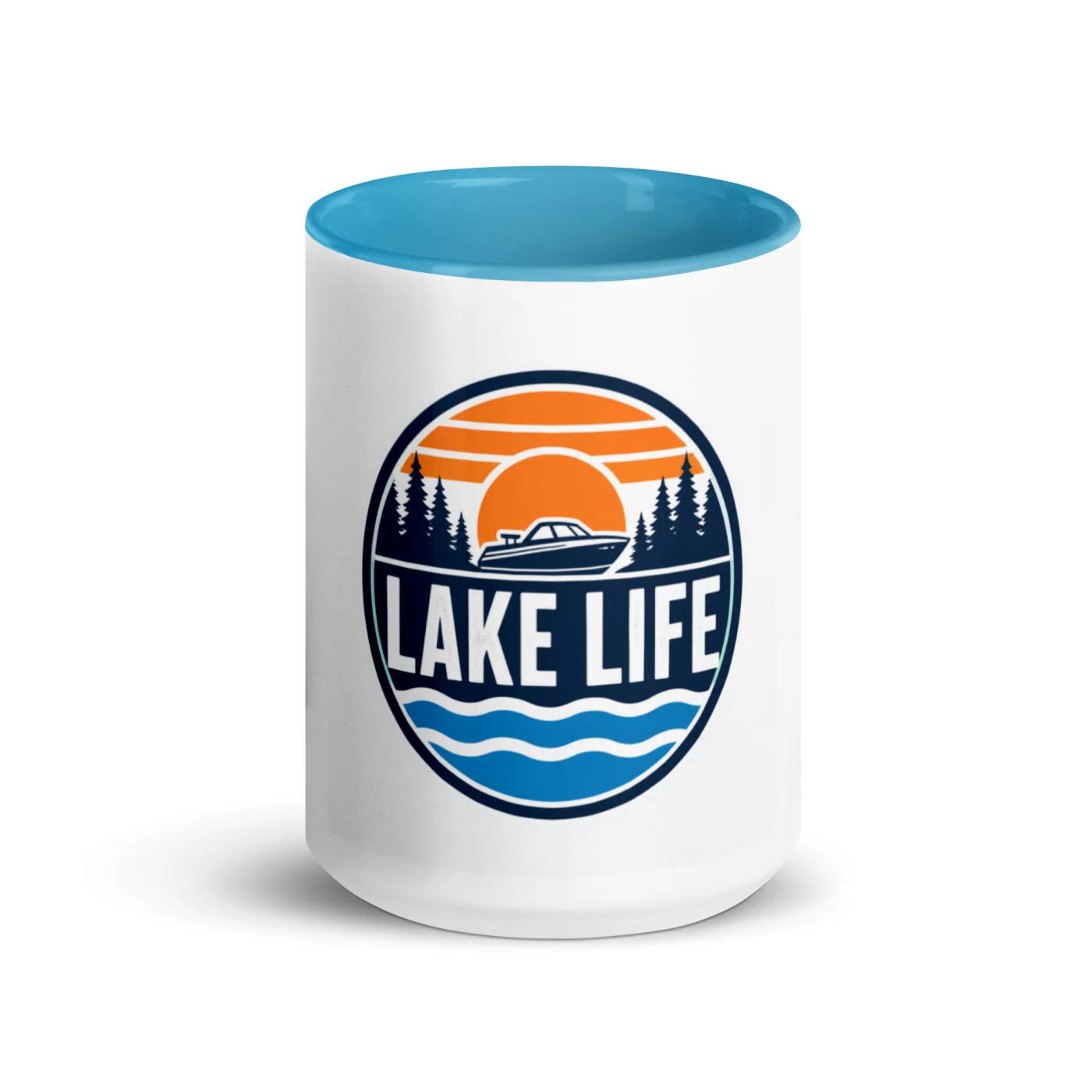 Color Inside Boat Mug, Lake Life, Bold Emblem