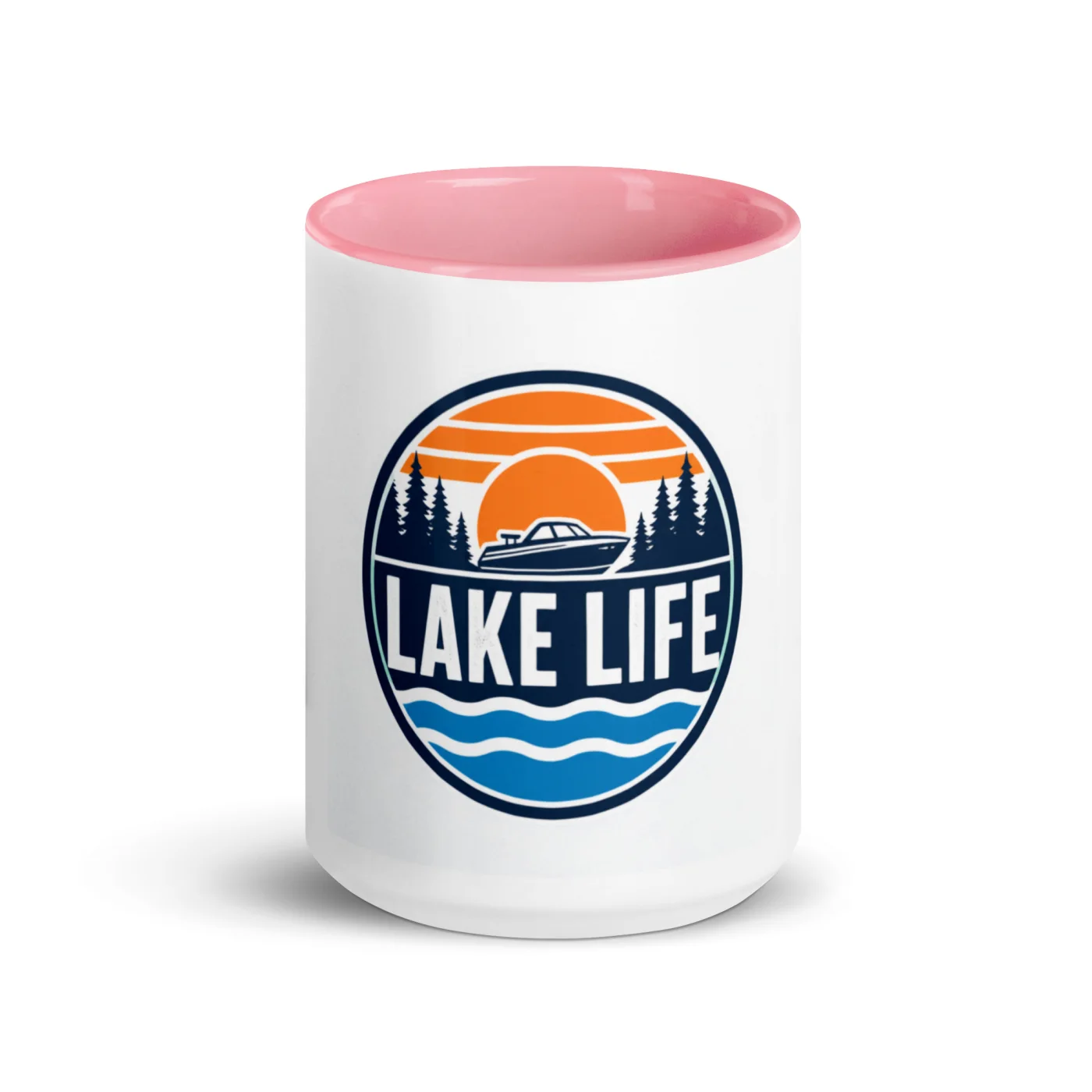 Color Inside Boat Mug, Lake Life, Bold Emblem