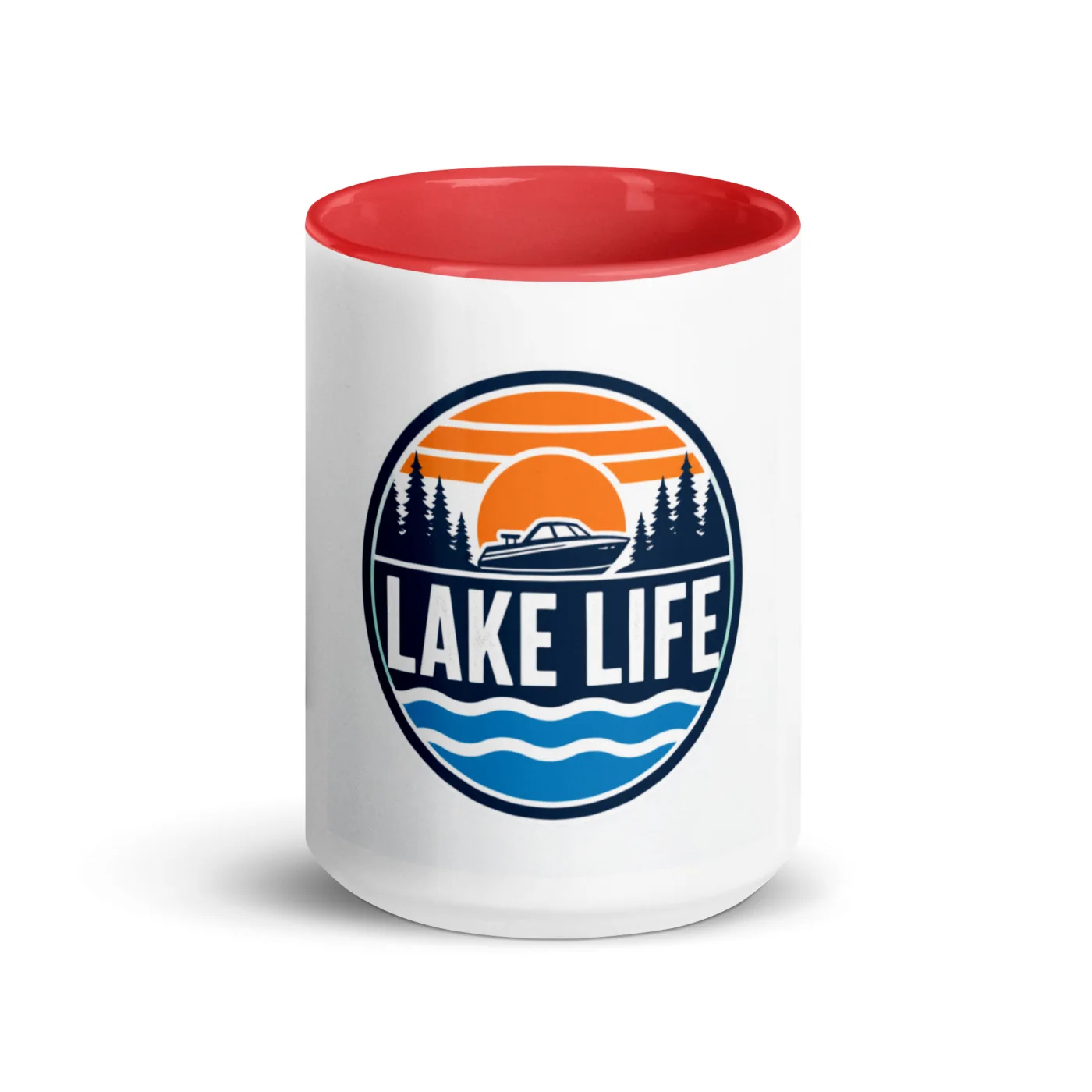 Color Inside Boat Mug, Lake Life, Bold Emblem