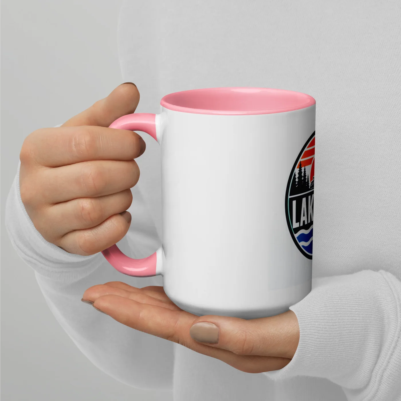 Color Inside Boat Mug, Lake Life, Bold Emblem