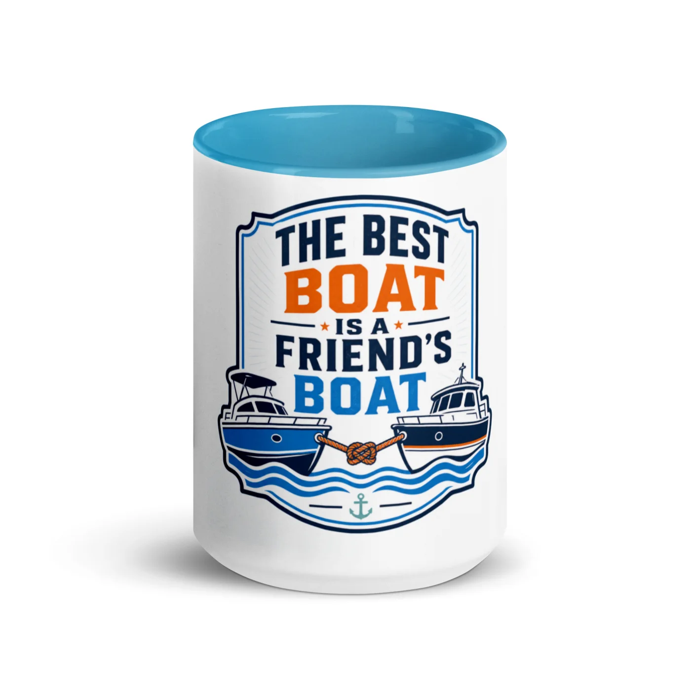 Color Inside Boat Mug, The Best Boat Is a Friend's Boat, Bold Emblem