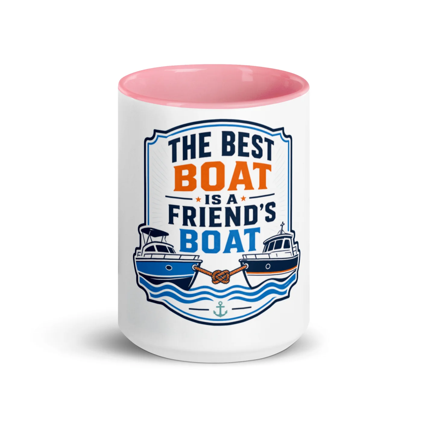 Color Inside Boat Mug, The Best Boat Is a Friend's Boat, Bold Emblem