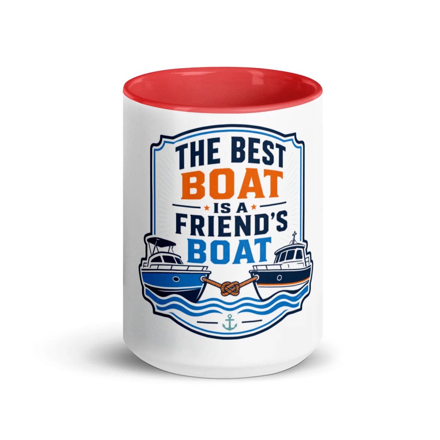 Color Inside Boat Mug, The Best Boat Is a Friend's Boat, Bold Emblem