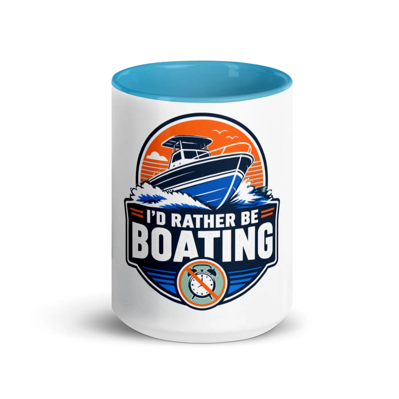 Color Inside Boat Mug, I'd Rather Be Boating, Bold Emblem